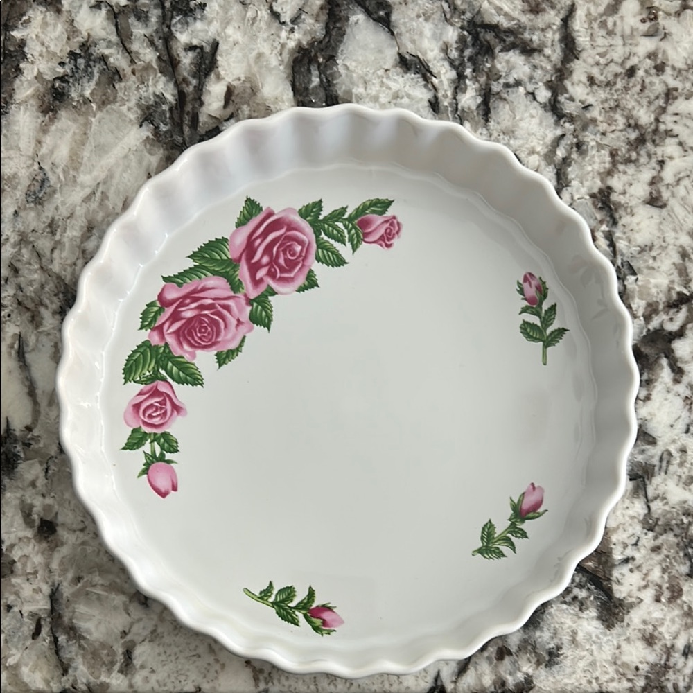 Vintage Floral Ceramic Pie Dish